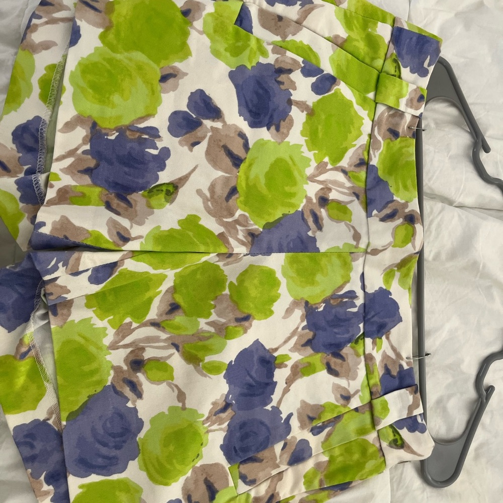 J. Crew Floral Print Stretch Shorts - Green and Blue
